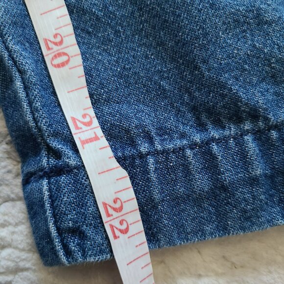 Vintage Mandal Bay Denim Overalls Womens L Hot Dog Embroidered Romper Cropped - Picture 11 of 11